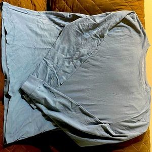 Dark baby blue long sleeve cotton men’s t-shirt - J Crew